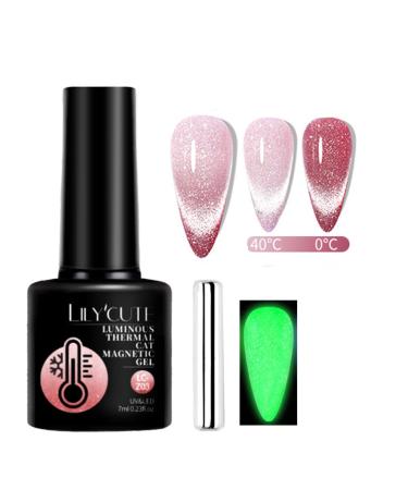 Color Changing Gel Nail Polish Glitter Nail Polish Cat Eye Gel Nail Polish Chameleon Soak Off UV LED Thermal Temperature Nail Art Manicure Glow In Dark Effect Nail Varnish Color: Z03