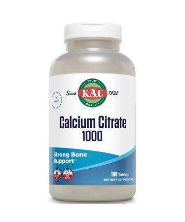 KAL Calcium Citrate 1000mg High Potency Calcium Supplement for Bone Health Strong Teeth Nerve Muscle and Heart Health Support Gluten Free 60 Day Money Back Guarantee 80 Servings 240 Tablets