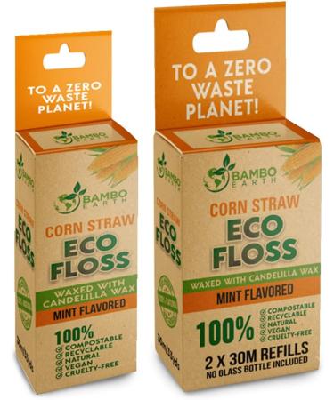 Biodegradable Mint Dental Floss | Refillable Glass Holder | 100% Organic Cruelty-Free & Vegan | Eco-Friendly & Compostable - Buy Online on GoSupps.com