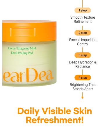 ClearDea Green Tangerine Dual Peeling Pad Korean Exfoliating Toner Pads with 4HA Complex Jeju Citrus Vinegar Oil Control Dual-Sided Texture Hydrating & Smoothing 50 Pads - Buy Online on GoSupps.com