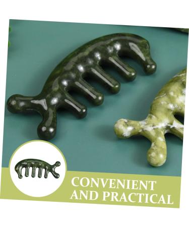 Jade Scalp Massager & Acupuncture Comb | Wood Gua Sha Tool for Head Massage | 3D Tablets 11.50x4.50cm Green - Shop Internationally - Buy Online on GoSupps.com