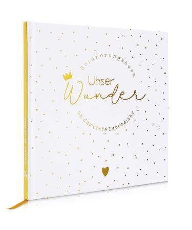Milaboo Our miracle memory book hardcover gold i lovingly designed baby album for the first year i special gift for birth - Buy Online on GoSupps.com