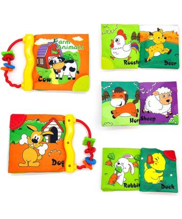 Baby Books Toys Touch and Feel Crinkle Cloth Books with Teether Toy Fabric Book Activity Book Sensory Book Busy Book Farmer