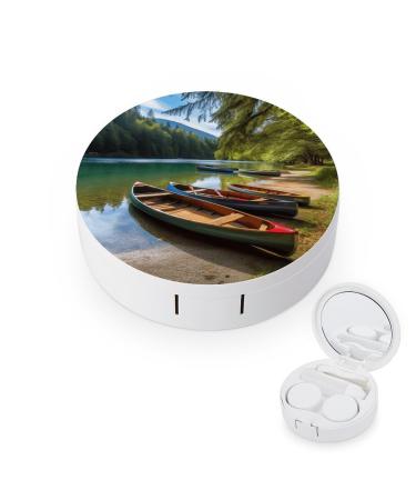 Contact Lens Case Lake with Boats Canoes Park Print Plastic Contact Lens Case contact Lens Care Box ontact Lens Travel Box