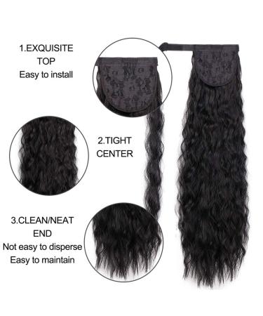Vibrant 22 Corn Wavy Long Ponytail Synthetic Wig - Brown Clip Hair Extension | Shop Now! - Buy Online on GoSupps.com