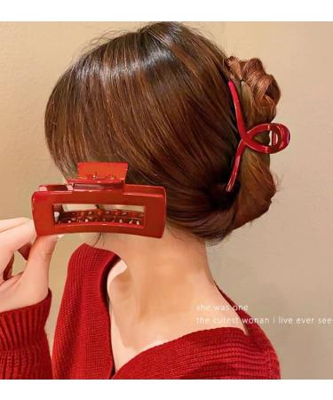 YOOOYOOO Red Hair Claw Clips - Strong Hold Nonslip Glossy Claw Clips for All Hair Types - Vintage Jaw Clips for Women & Girls - Perfect for Wedding, Party, Banquet - Includes Organza Storage Bag - Buy Online on GoSupps.com