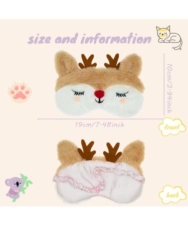 KiiMos Kids Eye Mask - Soft Plush Blindfold Cute Animal Cartoon Sleep Eye Cover for Girls, Teens, Women - Christmas Elk Design - Buy Online on GoSupps.com