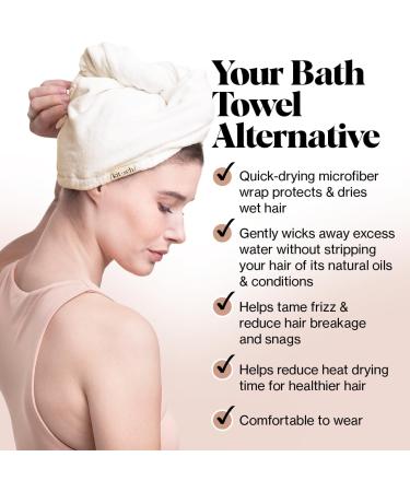 Kitsch Microfiber Hair Towel Wrap for Women – Ultra Absorbent Microfiber Bath Towels for Wet Curly Long or Short Hair - White Ivory - Buy Online on GoSupps.com
