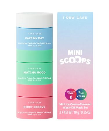 I DEW CARE Mini Scoops | Wash Off Face Mask Skin Care Trio | With Hyaluronic Acid  Self Care Gifts for Women | Facial Treatment  Vegan  Cruelty-Free  Paraben-Free (3 flavors) 01 Mini Scoops