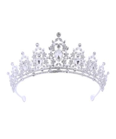 Womens Girls Imitation Crystal Glitter Rhinestone Headband Ladies Alloy Jewelry Wedding Bride Crown Hairband silvery