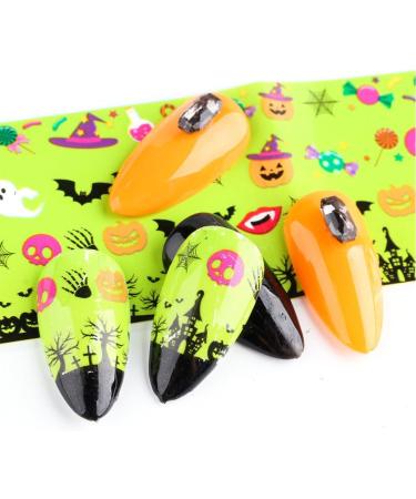 10 Sheets Halloween Nail Foil Transfers Stickers Pumpkin Spider Skull Ghost Witch Nail Decals Festival Party Supplies Decoration Manicure Tips Wraps Nail Art Tools - Buy Online on GoSupps.com