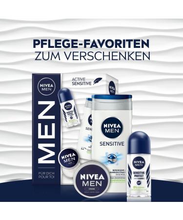 NIVEA MEN Active Sensitive Gift Set with Moisturizing Care Products Gift set with Sensitive Shower Gel Sensitive Protect Antiperspirant Deodorant Roll-on and NIVEA Men Cream - Buy Online on GoSupps.com