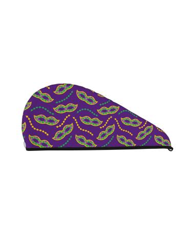 Carnival Masks and Beads Microfiber Hair Towel Soft Super Absorbent Hair Towel Wrap for Women Coral Velvet Quick Dry Hair Cap for Long Curly and Thick Hair