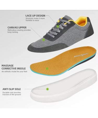 OrthoComfoot Men's Plantar Fasciitis & Achilles Tendonitis Shoes - Arch Support Fashion Sneaker for Heel & Foot Pain Relief - 11 W4 Grey - Buy Online on GoSupps.com