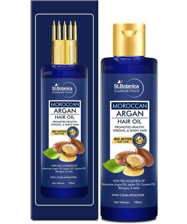 St.Botanica Moroccan Argan Hair Oil With Comb Applicator 150ml with Moroccan Argan Oil to Strengthen Dull & Hair - Buy Online on GoSupps.com