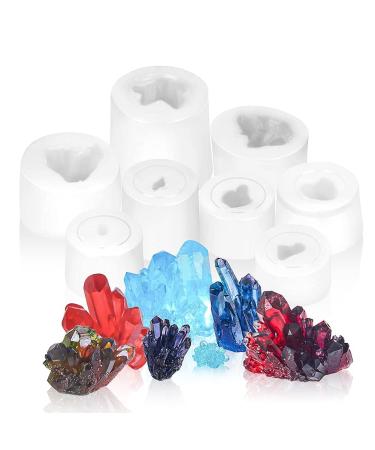 Lybile Crystal Resin Mold  8Pcs Crystal Cluster Molds Set - Growing Crystal Quartz Rock Resin Silicone Molds Crystal Stone Gravel Casting Molds for Druzy  Polymer Clay DIY Craft  Cake Decoration