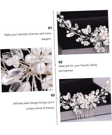 FRCOLOR Pearl Comb Bride Headdress Alloy Hair Comb Decorative Hair Combs Bridal Hair Clip Pearl Floral Hair Barrette Bride Hair Accessory Pearl Hair Pin White Hair Accessories Rhinestones - Buy Online on GoSupps.com