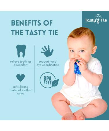 Tasty Tie Teething Tie: 3-in-1 Clip-on Baby Tie - Crinkle Toy & Silicone Teether | Gator Style | Unique Baby Boy Gift - Buy Online on GoSupps.com
