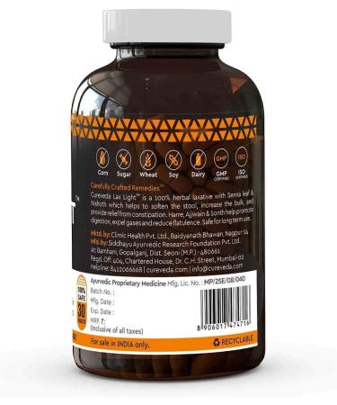 Cureveda Herbal Lax Light Senna Leaf 30 Tablets - Natural Constipation Relief - Buy Online on GoSupps.com