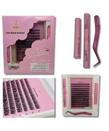 Eyelash Extension Kit with 156 Individual Lashes Lash Bond and Seal Tweezers and Remover (B3) Small