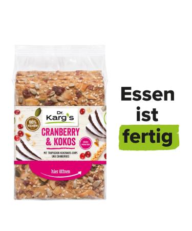 Buy Dr. Karg s Crispbread Cranberry & Coconut - Crispy 100% Whole Grain Vegetarian High Fiber Snack (10x200g) - No Additives Natural Ingredients - Buy Online on GoSupps.com