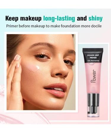 Power Grip Primer Power Grip Foundation Gel-Based Powder Clear Grip Primer Power Face Primer Hydrating Gripping Primer Hydrating Face Primer Makeup Pore Minimiser Primer for Long-Lasting Makeup (Pink) - Buy Online on GoSupps.com