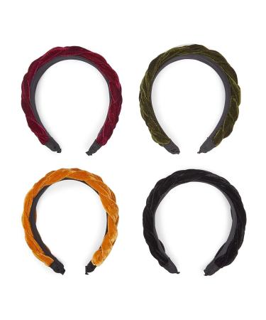 Glamlily 4 Pack Velvet Braided Headbands for Women - Wide Non-Slip Padded Hair Accessories (4 Colors) - Buy Online on GoSupps.com