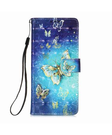 Compatible with Samsung Galaxy A03S Shell Mobile Phone Ball Shiny 3d Pattern PU Leather Pocket Wall Pocket Map Tiper Case Wallet Case Cover For Samsung Galaxy A03s Butterfly