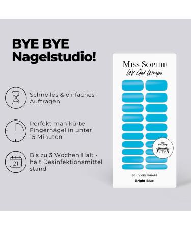 Buy Original Miss Sophie The Blues UV Gel Nail Foils - Bright Blue Nail Polish Strips for Fingers & Toes | International Shipping - Buy Online on GoSupps.com
