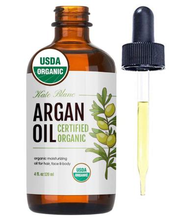 Argan Oil for Hair and Skin - Kate Blanc Cosmetics. 100% Pure Cold Pressed Organic Argan Hair Oil for Curly Frizzy Hair. Stimulate Growth for Dry Damaged Hair. Moroccan Skin Moisturizer (Light 4oz) Unscented