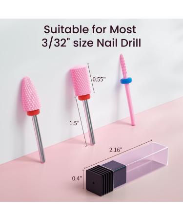 Professional Ceramic Nail Drill Bits Set - 3Pcs 3/32'' Acrylic File Bits for Manicure Pedicure - Pink Nail Drill Bit Set - Buy Online on GoSupps.com