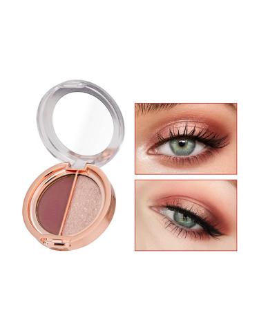 Timipoo Double color eye shadow  high pigment eye makeup palette  matte shimmer metal eye shadow powder  waterproof and durable color eye shadow (03Rose powder)