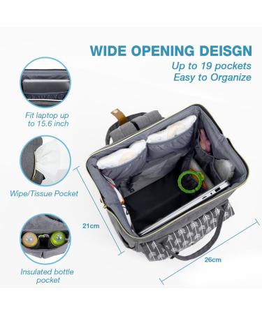 Lekebaby Gray Diaper Backpack - Multifunctional Baby Bag with Diaper Pad & Stroller Belts | Large Capacity Travel Bag for Parents - Buy Online on GoSupps.com