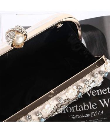 JU+ Beaded Crystal Clutch Evening Bags for Women Formal Bridal Wedding Clutches Purses Prom Cocktail Party Handbags (White) - Buy Online on GoSupps.com