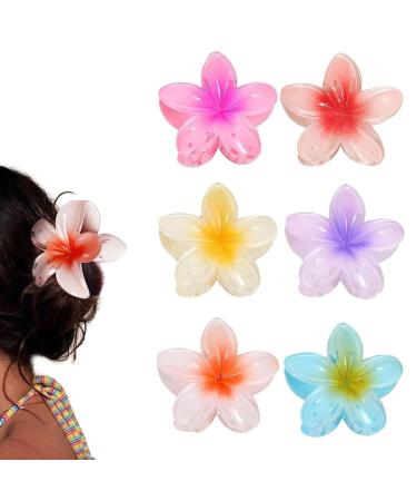 6 Pcs 1.6"Flower Claw Clips Non Slip Hair Claw Clips Flower Hair Clips for Thick Hair Large Cute Hair Claw Accessories for Women Girls Thick Thin Hair Strong Hold Hair Jaw Clips