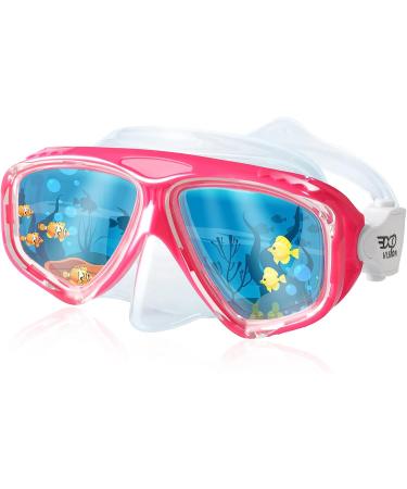 Kids 180 Panoramic View Anti-Fog Diving Mask | Unisex Child Swim Goggles with Nose Cover | Snorkeling Gear in Sweet Pink - Buy Online on GoSupps.com