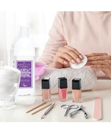 STYLFILE 100% Acetone at Home Gel Nail Varnish or Acrylic Remover 400ml Perfect for Soaking Off Gel Polish Quick & Easy Lifts Gel Polish in 15 Minutes - Buy Online on GoSupps.com