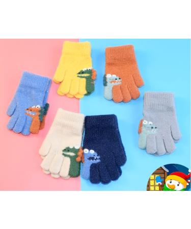 Baby Kids Cartoon Dinosaur Knitted Gloves Lovely Baby Toddler Thermal Knitting Wool Gloves Mittens for Children Girls Boys Age 2-6 Years Old(Dinosaur 2-6Y Royal Blue) - Buy Online on GoSupps.com