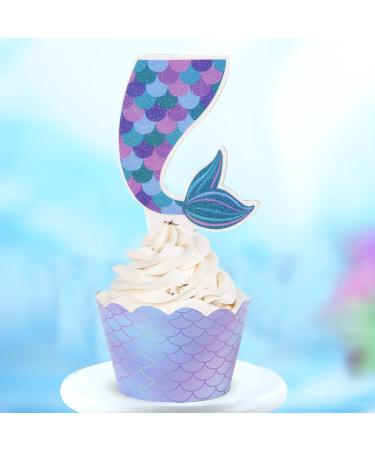 Mermaid Party Decoration Mermaid Cupcake Toppers Wrappers for Under the Sea Party supplies - Buy Online on GoSupps.com