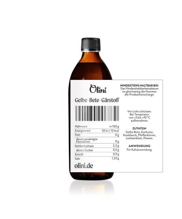 Olini Yellow Fermentation 500ml - Natural Probiotic Drink Fresh & Preservative-Free Beet Juice with Spices - Buy Online on GoSupps.com