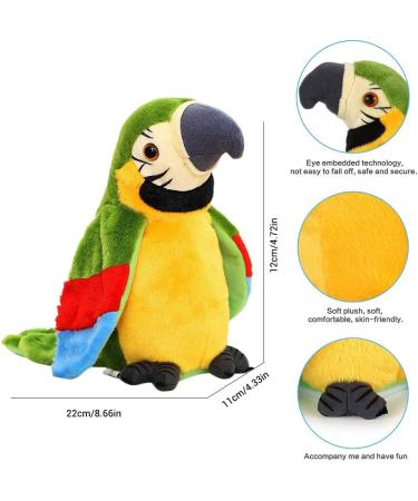 ITODA Electric Talking Parrot Plush Toy for Kids - Educational Electronic Pet Bird Doll with Record & Repeat - Cute & Interactive Birthday Gift (Green) - Buy Online on GoSupps.com