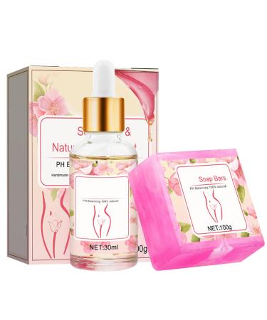 Yoni Wash for Women's Balance Eliminates Solid Soap Bars of Odor 100g Yoni 30ml Feminine Oil.