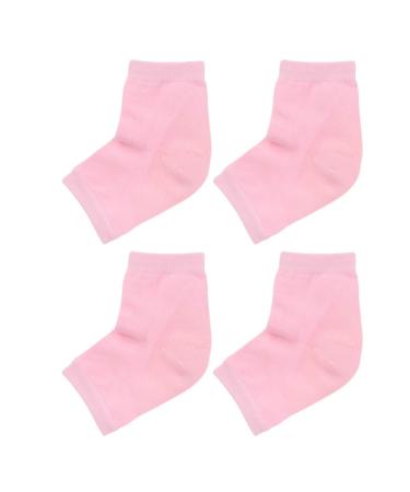 Lurrose 2 Pairs Gel Heel Socks Open Toe Socks Anti-crack Moisturizing Socks for Woman Men Cracked Skin (Pink) Grey