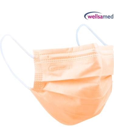 Wellsamed Wellsamask Type IIR Medical Face Masks - 50 Pieces Orange - Elastic Band Single Colour - Buy Online on GoSupps.com