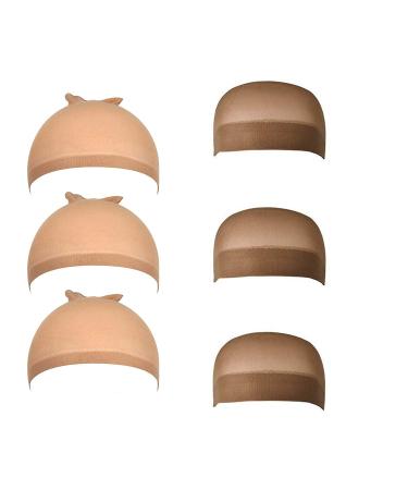 wig caps Stocking Ultra Thin - 6 Pieces Breathable Sweat Absorber & Stretchable Light Brown Caps for Women One Size Fits All