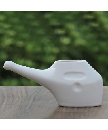 Traveller's Ceramic Neti Pot with 5 Sachets Neti Salt - Nasal Cleansing Kit - Buy Online on GoSupps.com