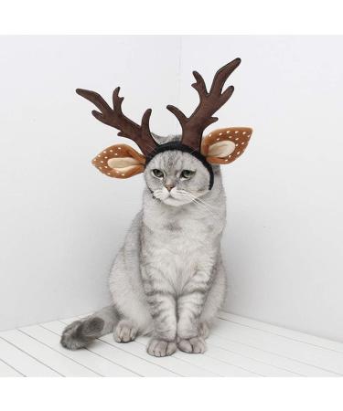 POPETPOP Dog Antlers Costume-Dog Elk Antler Reindeer Hat Cap Cat Christmas Costume Outfits Cat Headwear Small Big Dog Hat Headwear Hair Grooming Accessories-Large - Buy Online on GoSupps.com