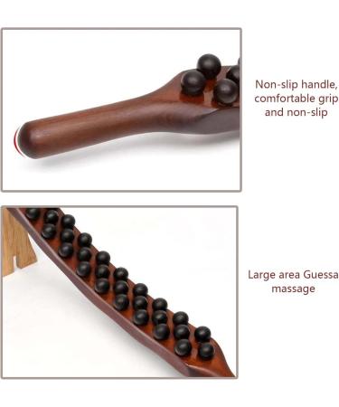 Massage Wood Stick - 3 Rows 31 Pearl Points - Ultimate Body Muscle Tension Relief Tool - Buy Online on GoSupps.com