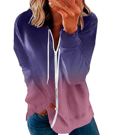 Women's Ombre Zip Up Hoodie Sweatshirt - X-Large Purple - Buy Online on GoSupps.com