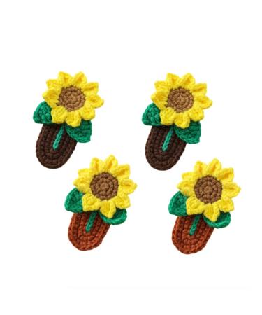 Crochet Knitted Hair Clips for Girls Children's Day Birthday Christmas Gifts Hair Accessories Clips Strong Hold Jaw Clamp for Thick Thin Hair Makeup Application (Sunflower)